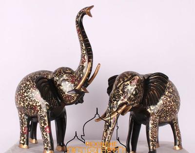 【巴基斯坦手工藝銅器20英寸大象招財彩點銅對大象】價格_廠家_圖片 -